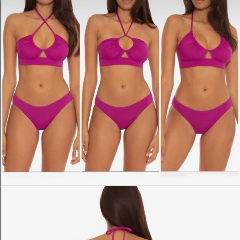 Becca Bikini sexy swimwear magenta purple flattering solid color bikini